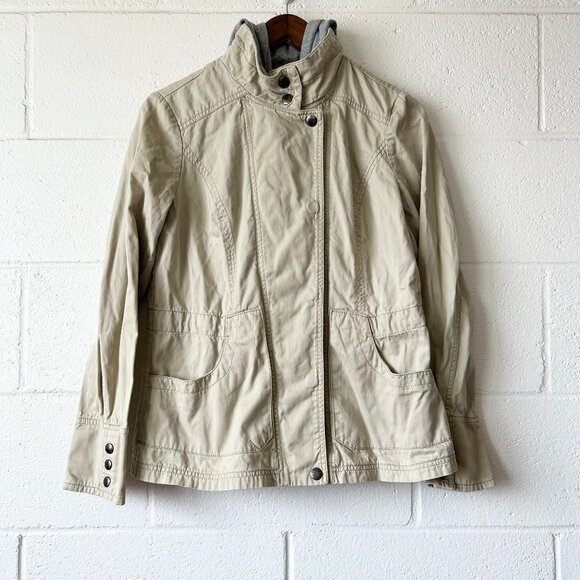 Dkny Jackets & Blazers - DKNY JEANS Cotton Khaki Zip Up Button Up Hooded Utility Jacket Women’s Medium
